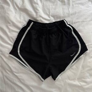 Nike Dry Fit Black and White Athletic Running Shorts with Elastic Waistband